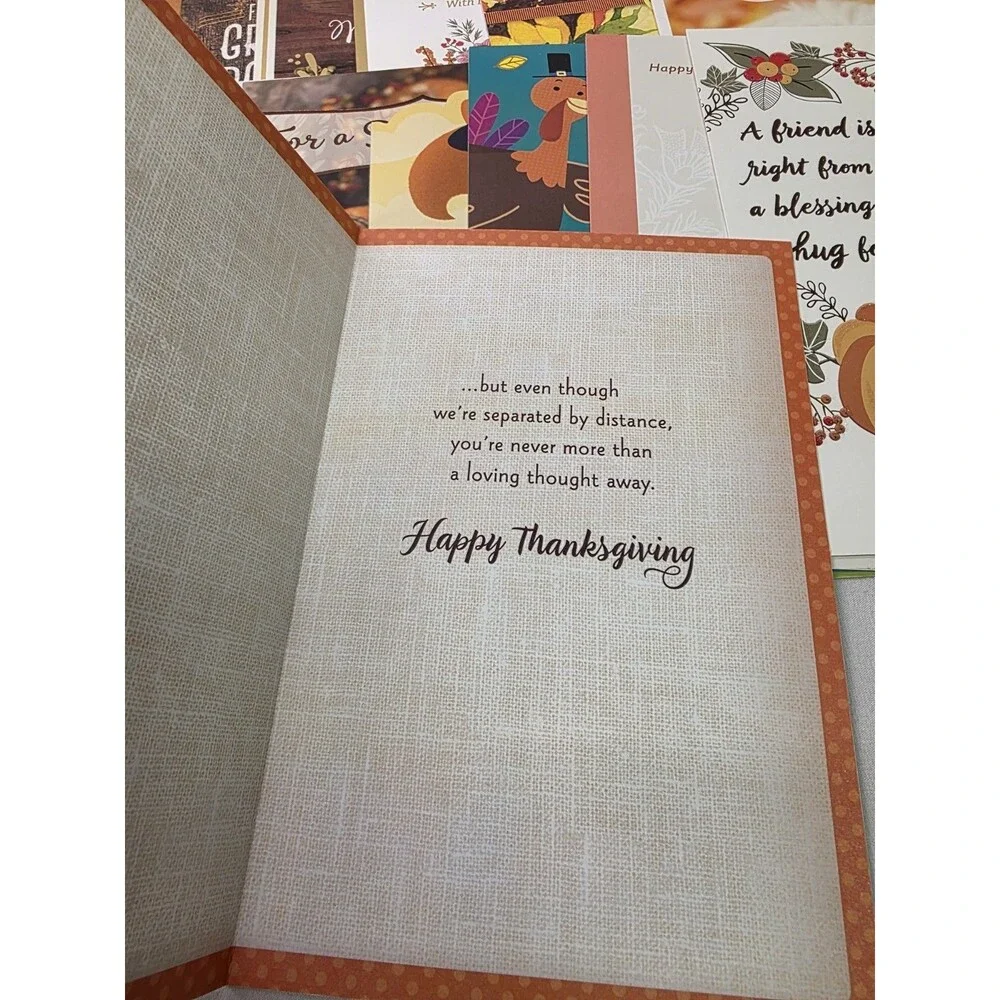 Thanksgiving Day Greeting Cards No Envelopes (30 Cards w/ Greetings Inside)